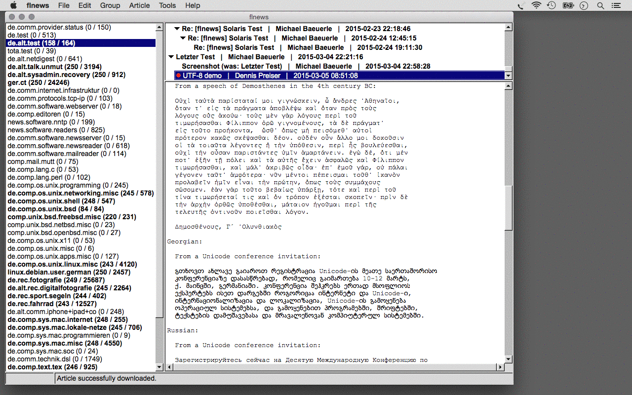 flnews-0.10 using Cocoa